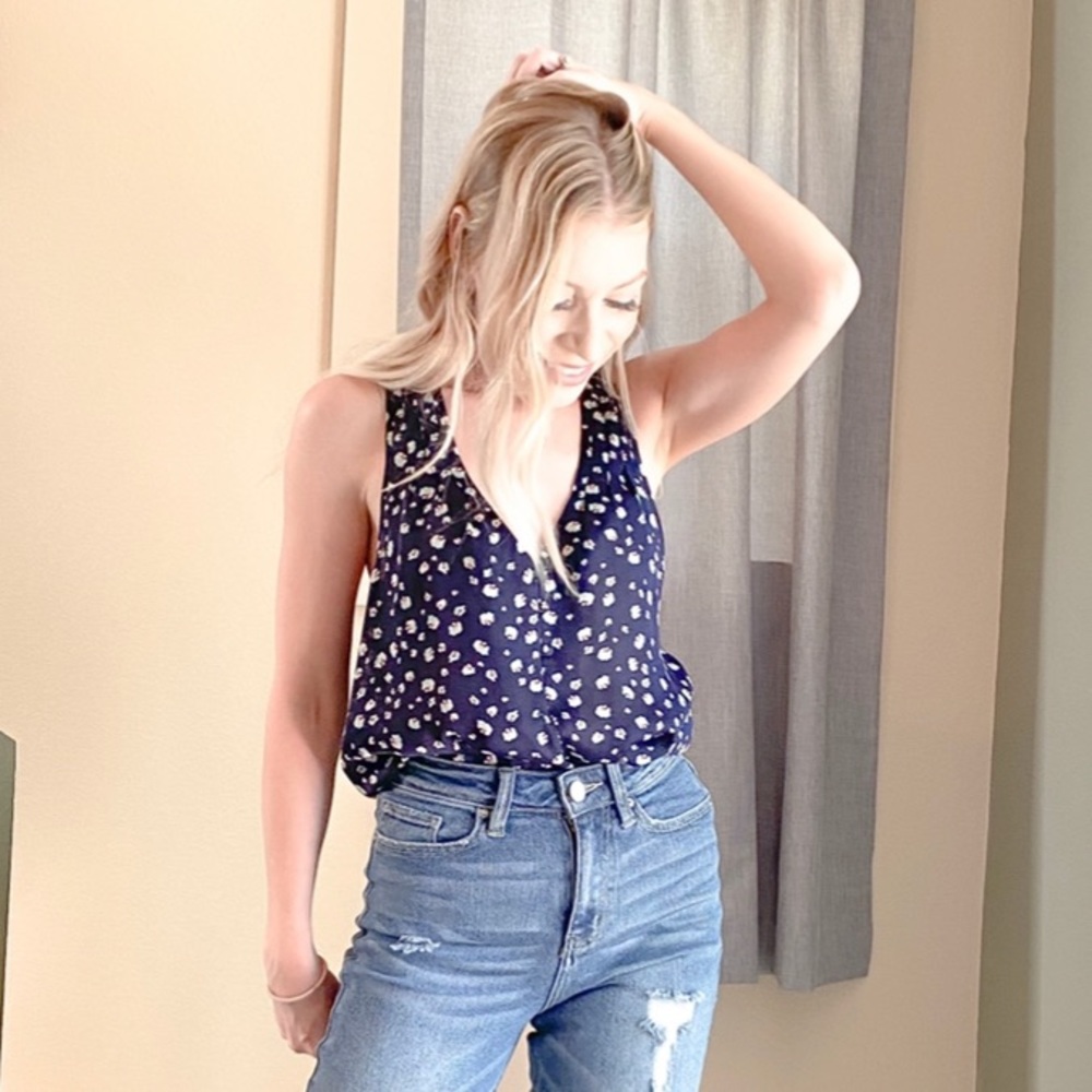 Silky cropped covered button front tank